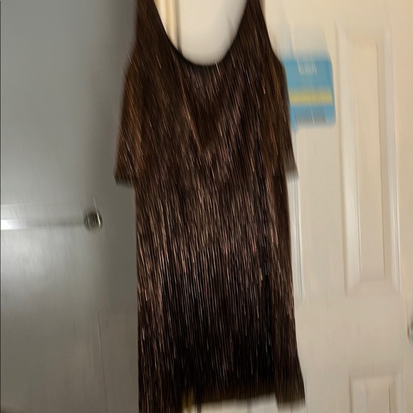 Connected Apparel Metallic Brown Sleeveless Dress - Picture 4 of 4